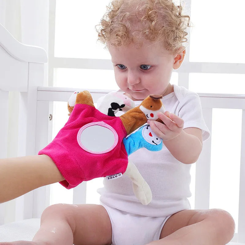 Fidtoy Gants marionnettes à doigts animaux pour enfants – Lot de 2 marionnettes à main en flanelle avec 10 animaux en peluche pour le conte, l'interaction parent-enfant et le jeu sensoriel