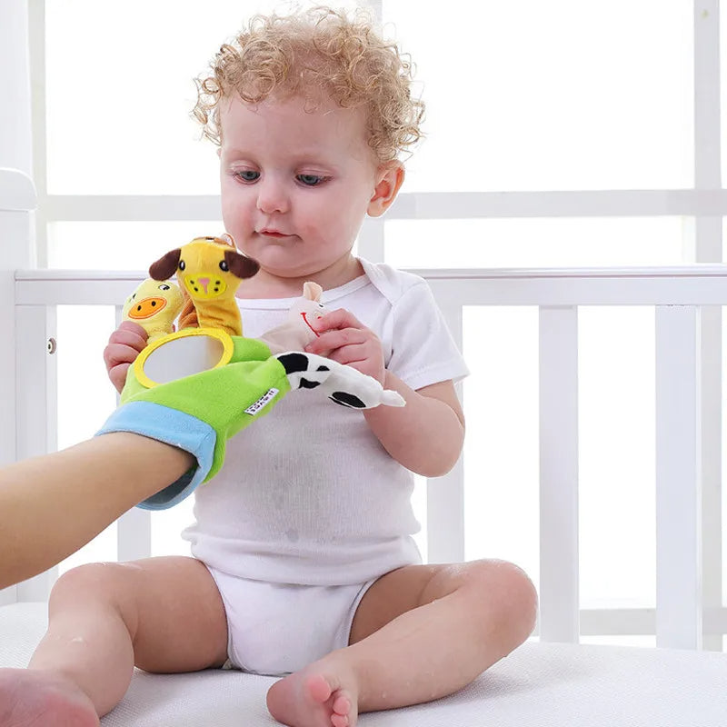 Fidtoy Gants marionnettes à doigts animaux pour enfants – Lot de 2 marionnettes à main en flanelle avec 10 animaux en peluche pour le conte, l'interaction parent-enfant et le jeu sensoriel