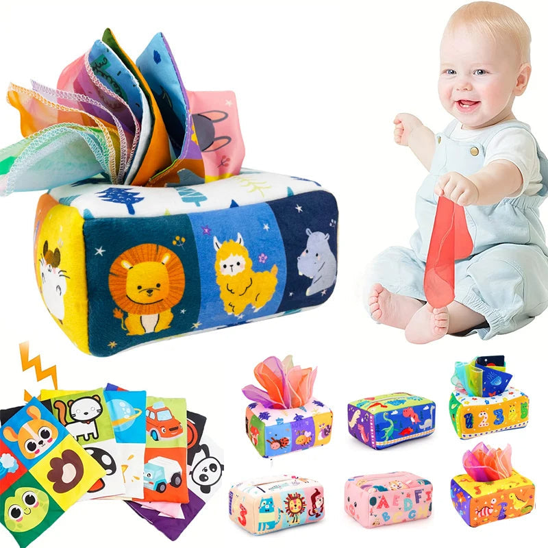 Fidtoy Montessori Tissue Box Toy for Babies – Sensory Pulling Box