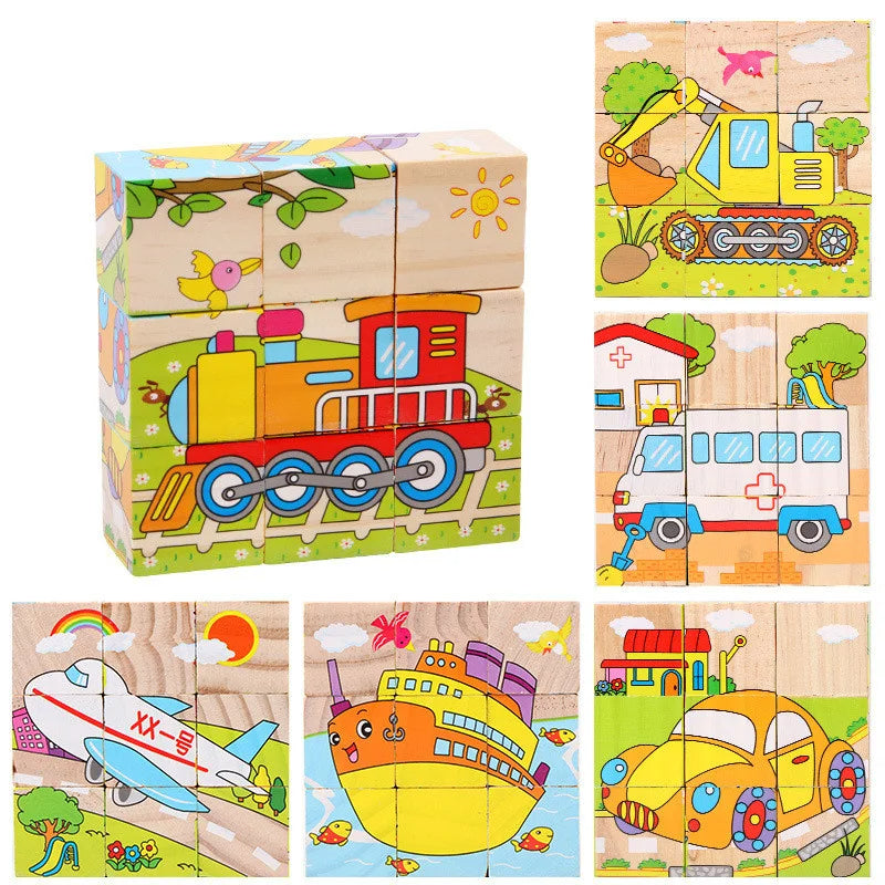 Cubo de rompecabezas de madera para niños