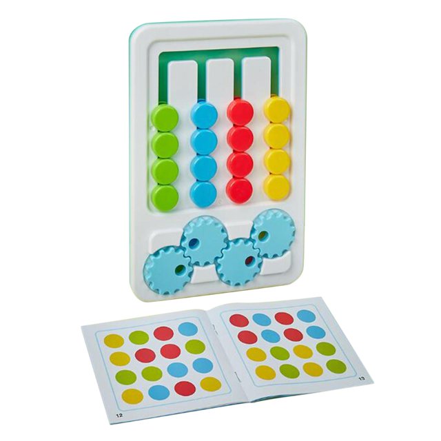 Fidtoy 2-en-1 Jeu de logique d'engrenages à motifs à quatre couleurs, Puzzle d'engrenages manuel en plastique de correspondance de couleurs, Jouet de logique de conscience spatiale et de numératie pour les 2-6 ans