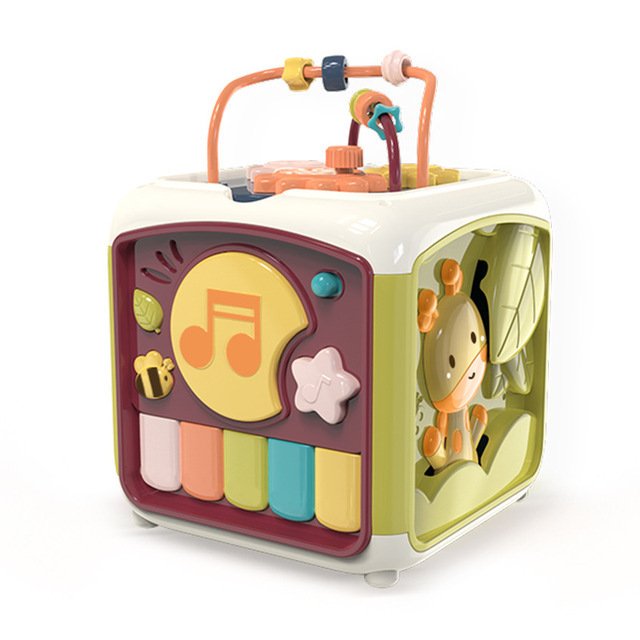 Fidtoy Interactive Baby Activity Cube – Musical Sensory Learning Cube with Piano Keys, Xylophone, Shape Sorting, Motion Sounds, Lights, and 28+ Melodies
