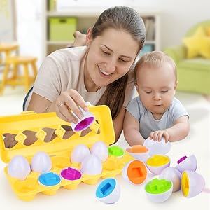 Fidtoy Huevos Encajables para Bebés de 12+ Meses Juguete de Clasificación de Formas