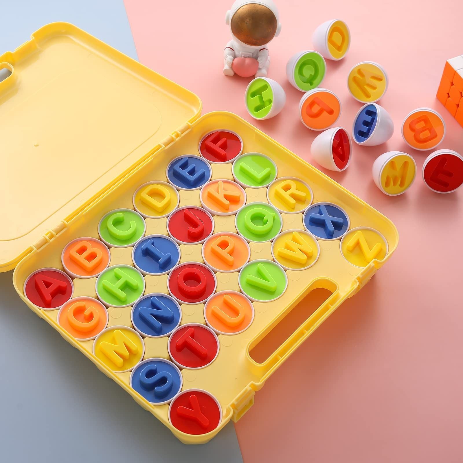 Huevos para emparejar Reconocimiento de colores y Abecedario 26 piezas