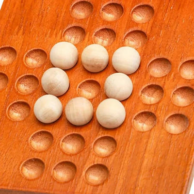 Fidtoy Juego de Solitario con Cuentas de Madera – Rompecabezas y Juego de Lógica para Niños