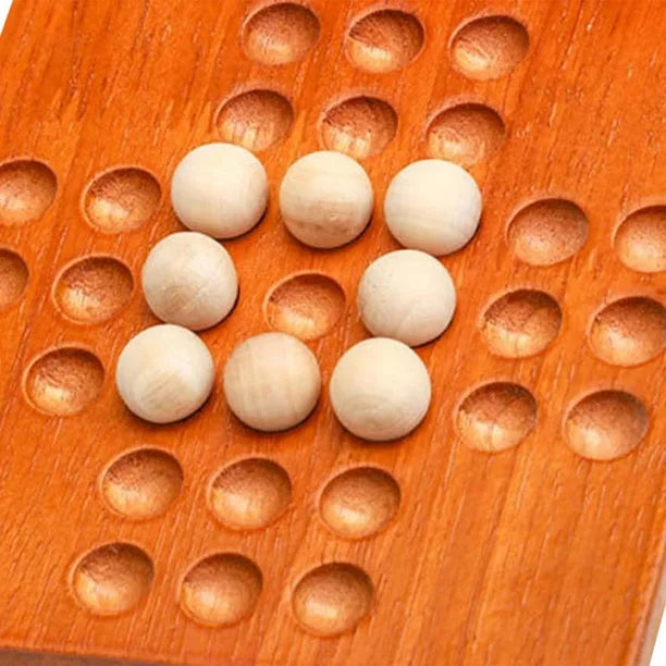 Fidtoy Juego de Solitario con Cuentas de Madera – Rompecabezas y Juego de Lógica para Niños