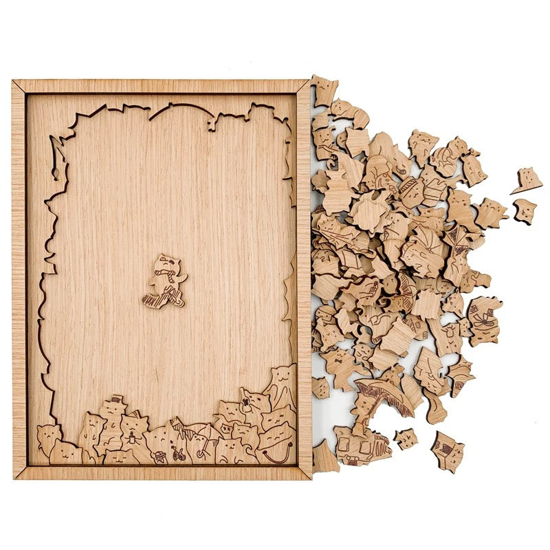 Fidtoy Puzzle en Bois 100 Chats – Casse-Tête en Forme de Chat Créatif et Éducatif pour Enfants et Adultes