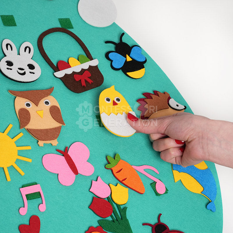 Fidtoy Felt Bunny Wall Activity Toy for Kids 1+ Easter Decor