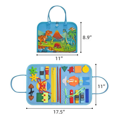Tabla de fieltro sensorial para niños pequeños - Juguete de viaje con habilidades prácticas para la vida con temática espacial, sirenas y dinosaurios