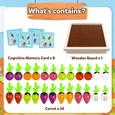 Juego de memoria de tirar zanahorias – Juguete para habilidades motrices finas y de emparejamiento