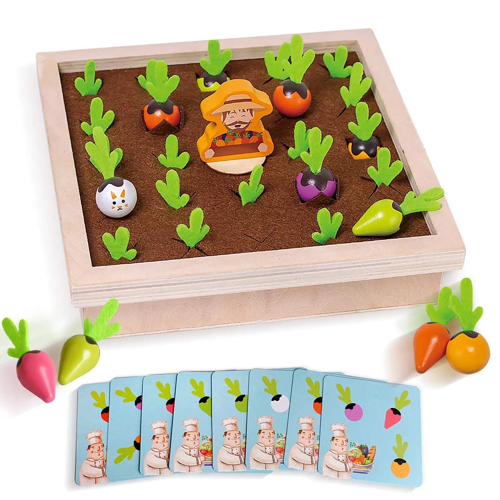 Juego de memoria de tirar zanahorias – Juguete para habilidades motrices finas y de emparejamiento