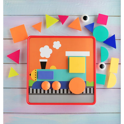 Fidtoy Puzzle Boutons Géométriques avec Boîte de Rangement, Jouet d'Apprentissage des Formes et des Couleurs en Plastique avec 22 Boutons Géométriques, 12 Cartes Images et 2 Pinces de Fixation, 3 Ans et Plus