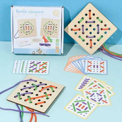 Juego Montessori de emparejar patrones con cuerdas – Actividad de motricidad fina y discriminación visual para preescolares