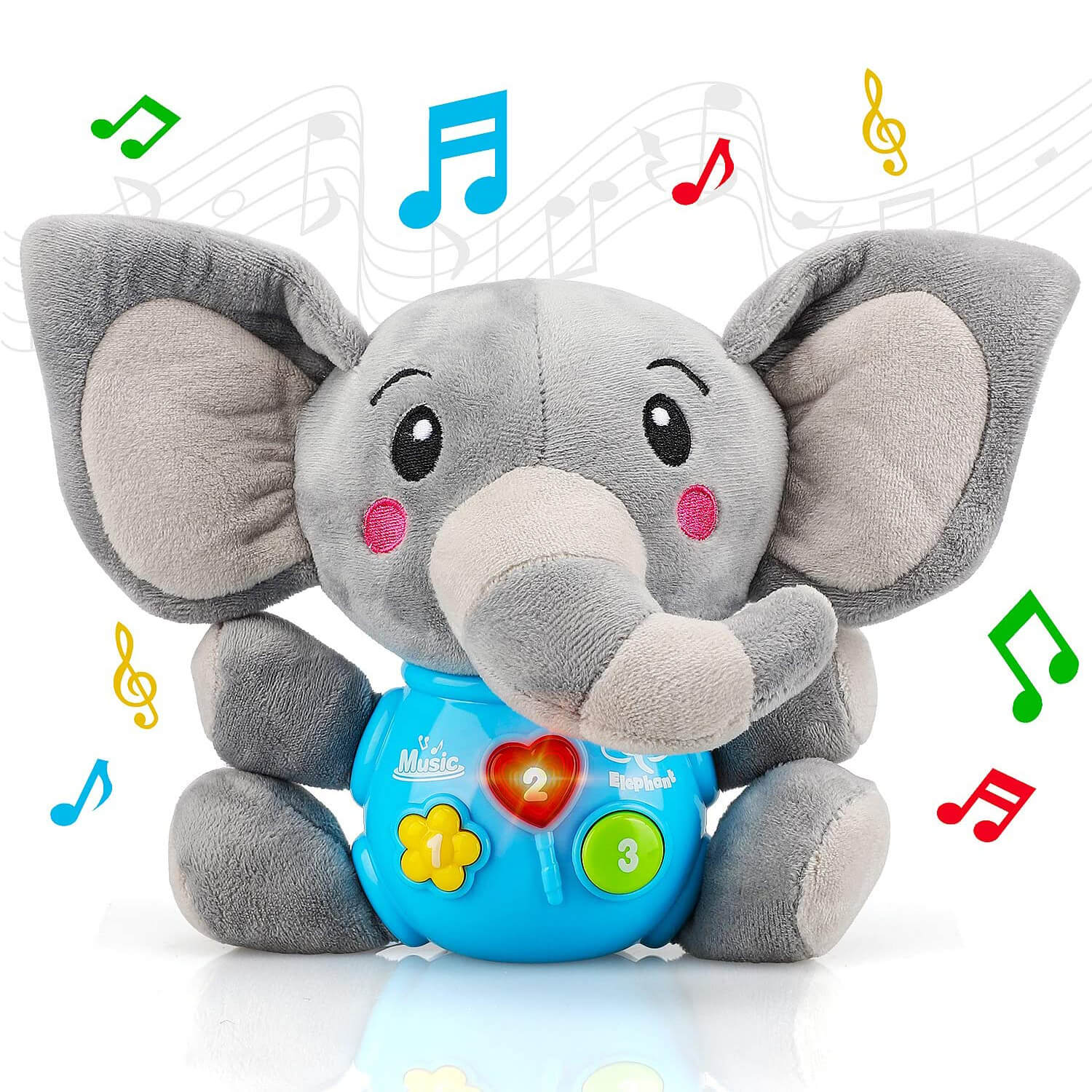 Fidtoy Peluche Éléphant Musicale pour Bébé avec Lumières et Sons