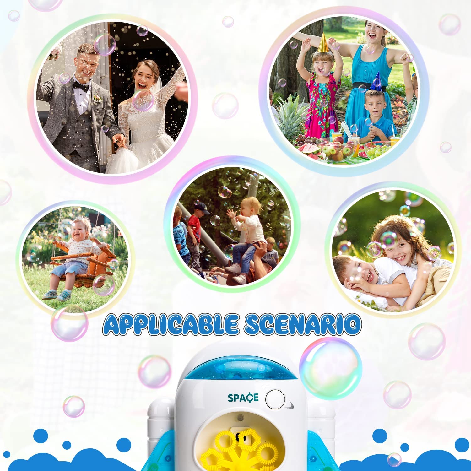 Fidtoy Rocket Bubble Machine for Kids with Music and Lights