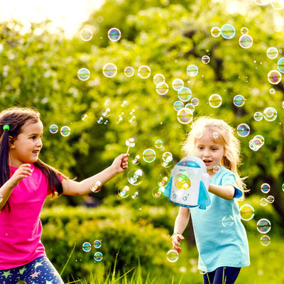 Máquina de burbujas cohete Fidtoy para niños con música y luces