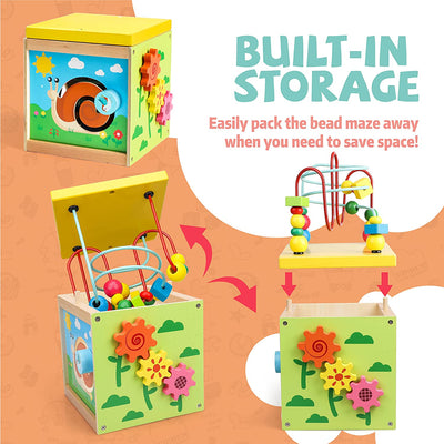 Cubo de actividades de madera Fidtoy, juguete educativo multiactividad