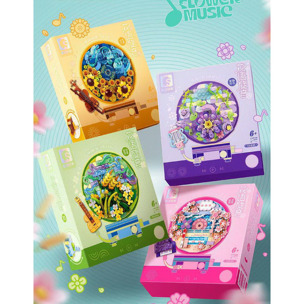 Fidtoy Flower Music Box Building Set – 339 PCS Creative Block Toy for Kids 6+