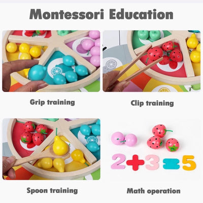 Juego de matemáticas de clasificación de frutas de madera - Juguetes de matemáticas