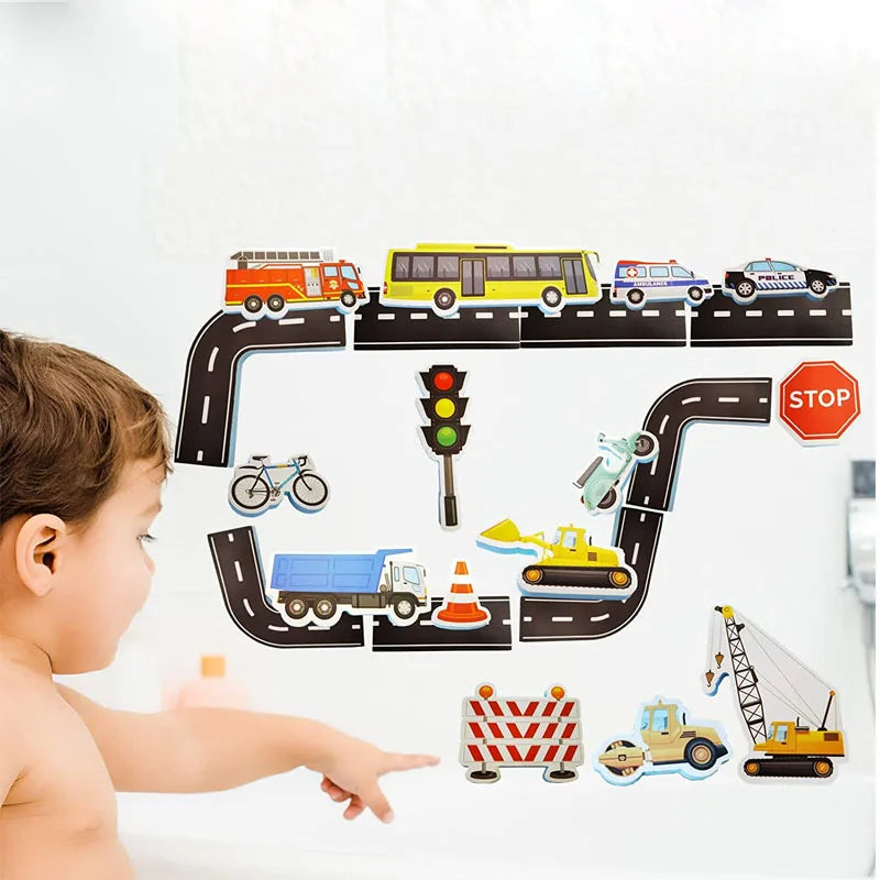 Bath Cars™ - Gran diversión en el baño - Set de juguetes de baño de espuma con vehículos