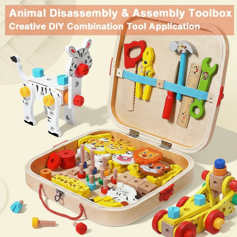 AnimalFix – Juguetón e Inteligente – Set de Herramientas de Animales de Madera