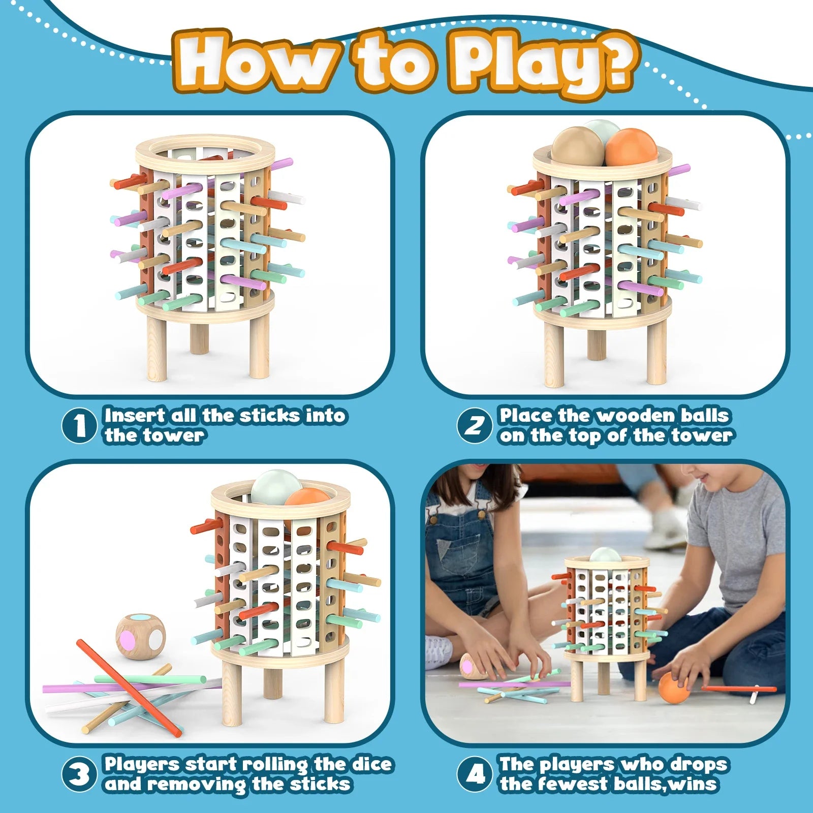 Balance Tower™ – Apilar y Contar – Juego de Lógica de Madera