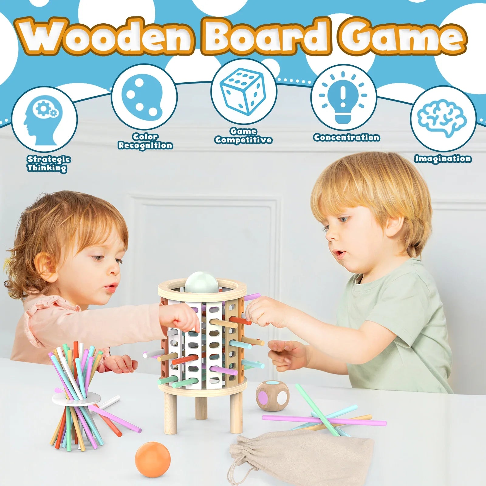 Balance Tower™ – Apilar y Contar – Juego de Lógica de Madera