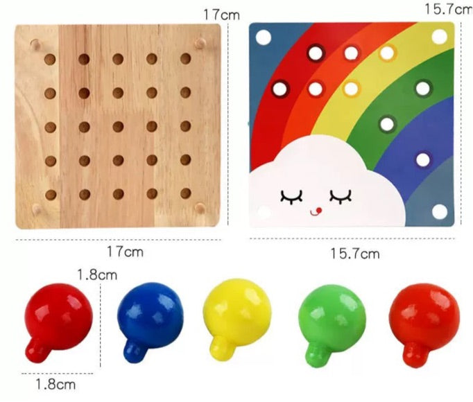 Clavos de madera con forma de seta - Juguetes de motricidad fina