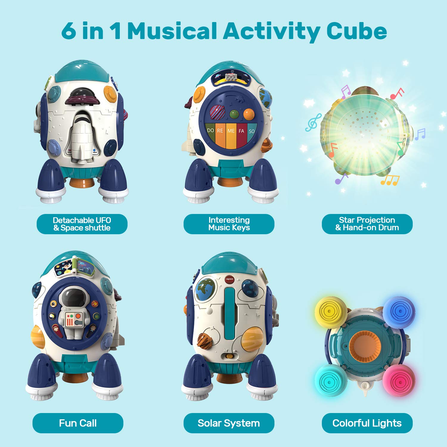 Fidtoy Jouet musical et éducatif Fusée Spatiale