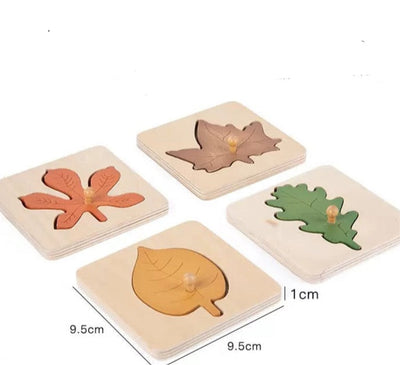 Puzzle feuille en bois – Jouets pour la motricité fine