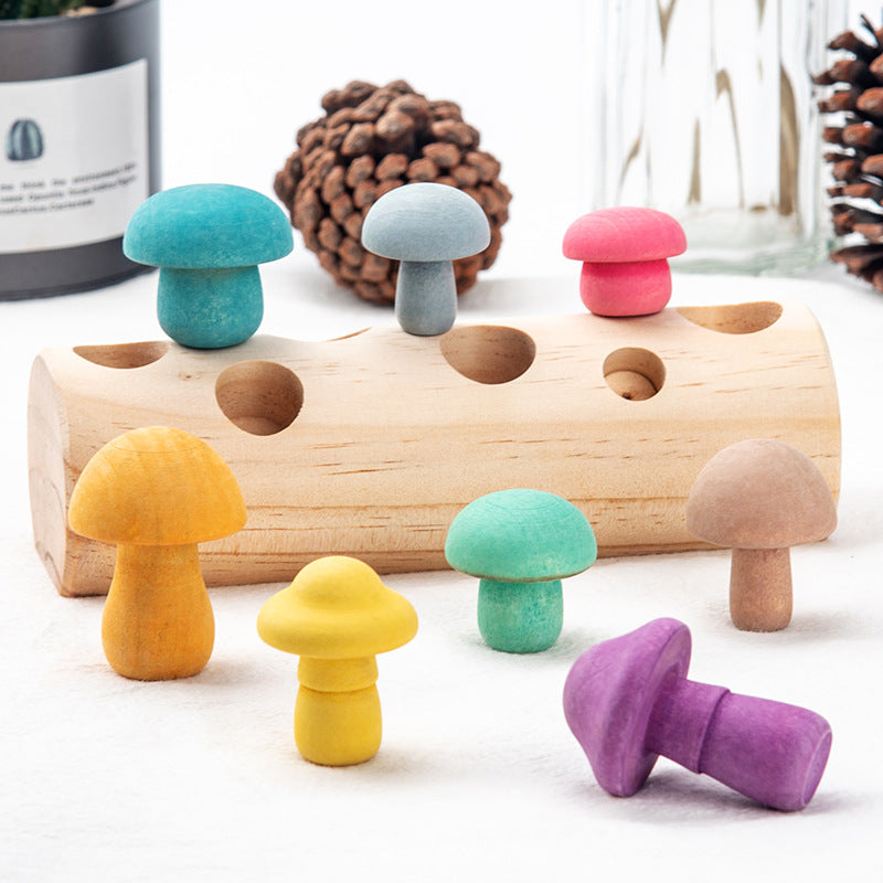 Juego de hongos de madera - Juguetes de motricidad fina
