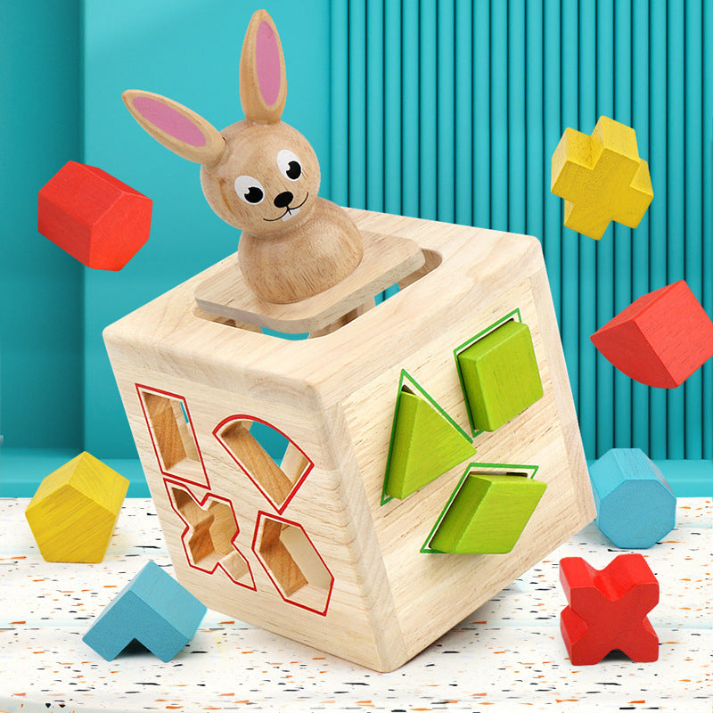 Boîte en forme de lapin en bois - Jouets de motricité fine