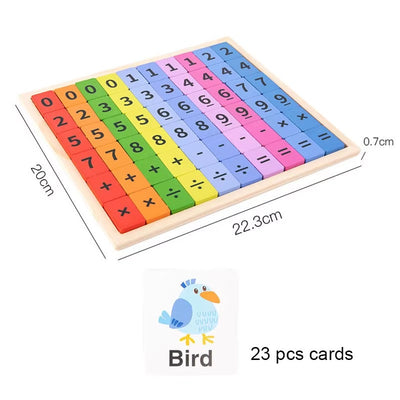 Fidtoy 2in1 Multifunctional Math and Spelling Eliminate the Game, Wooden Double-Sided Number and Letter Learning Board, Montessori Early Education Toy Ages 2-6
