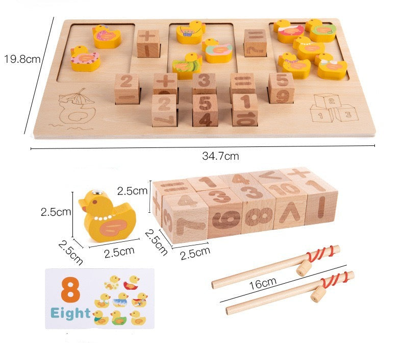 Juego de contar patos de madera - Juguetes educativos de matemáticas