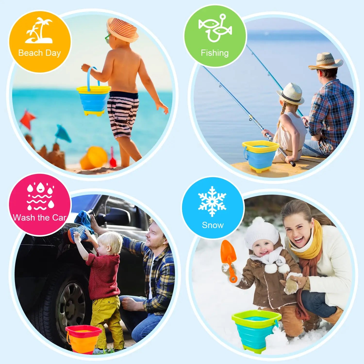 Foldable Bucket™ - Diversión plegable para tus vacaciones - Cubo plegable
