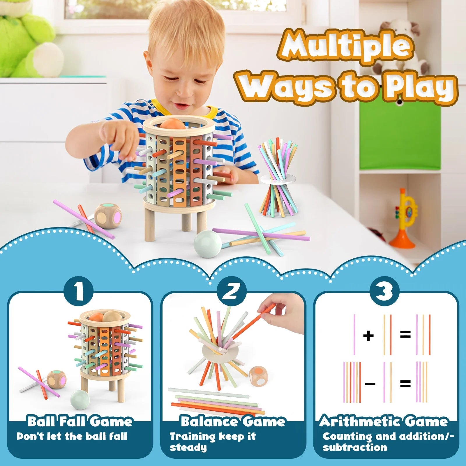 Balance Tower™ – Apilar y Contar – Juego de Lógica de Madera