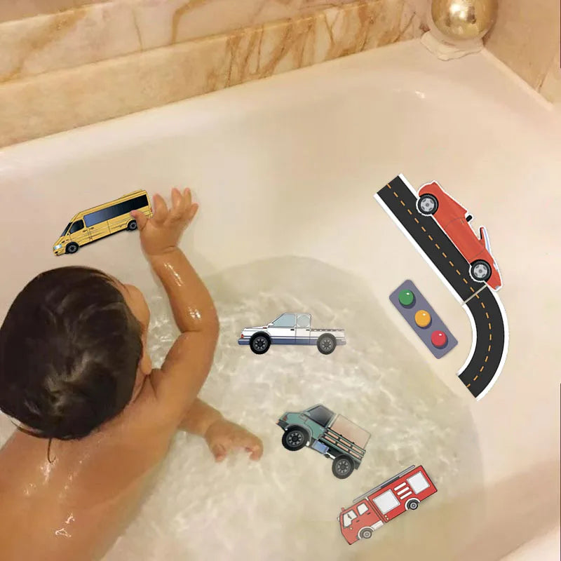 Bath Cars™ - Gran diversión en el baño - Set de juguetes de baño de espuma con vehículos