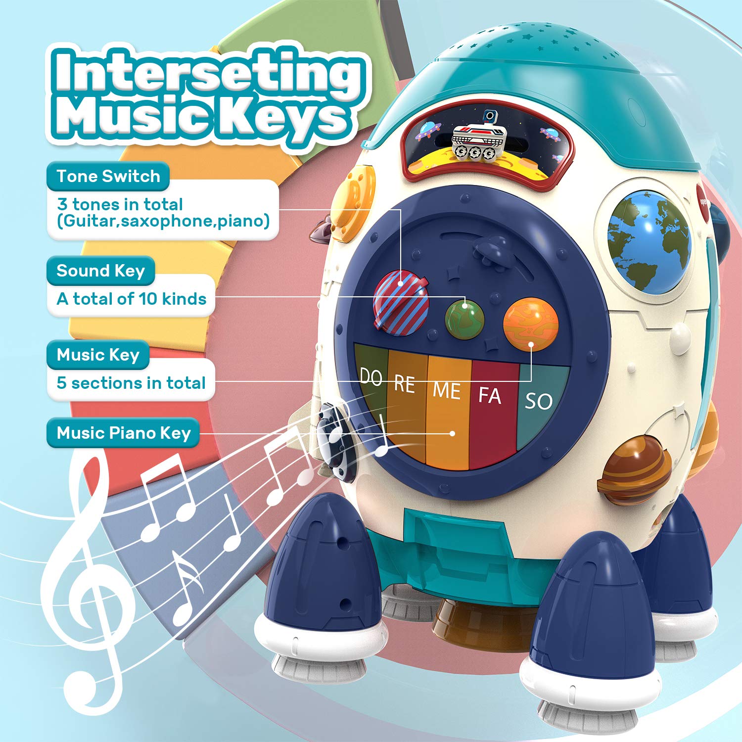 Fidtoy Jouet musical et éducatif Fusée Spatiale