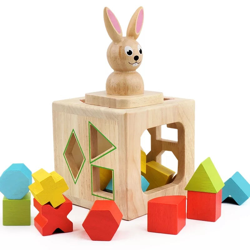 Boîte en forme de lapin en bois - Jouets de motricité fine