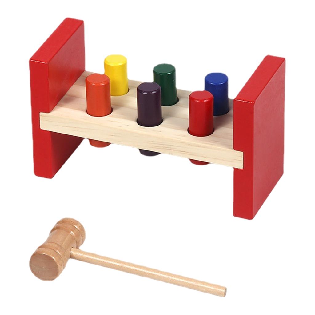 Fidtoy Wooden Hammer Color Recognition Percussion Table | Early Learning Toy