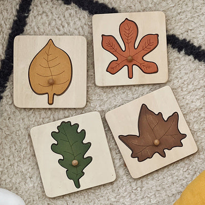 Puzzle feuille en bois – Jouets pour la motricité fine