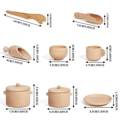 Wooden Tea and Utensil Set - Fine motor skills toys
