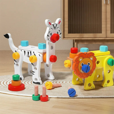 AnimalFix – Juguetón e Inteligente – Set de Herramientas de Animales de Madera