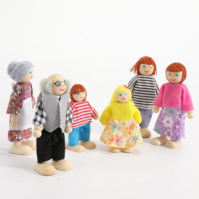 Famille de poupées en bois pour jeux de rôle - Jouets en bois à durée de vie illimitée