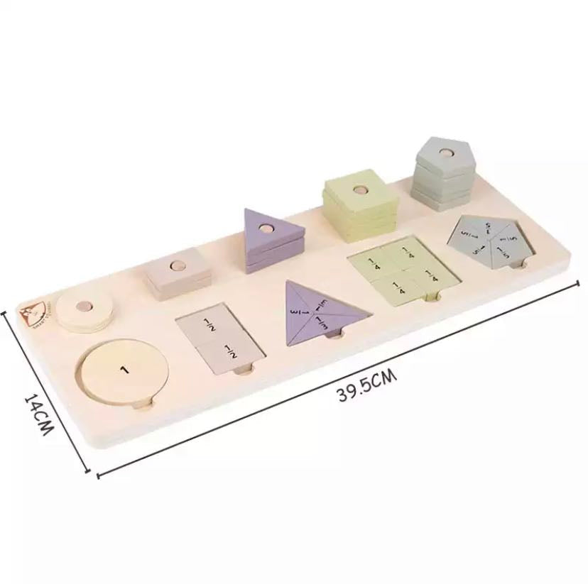 Tablero de madera para contar formas y fracciones - Juguetes de matemáticas