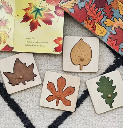 Puzzle feuille en bois – Jouets pour la motricité fine