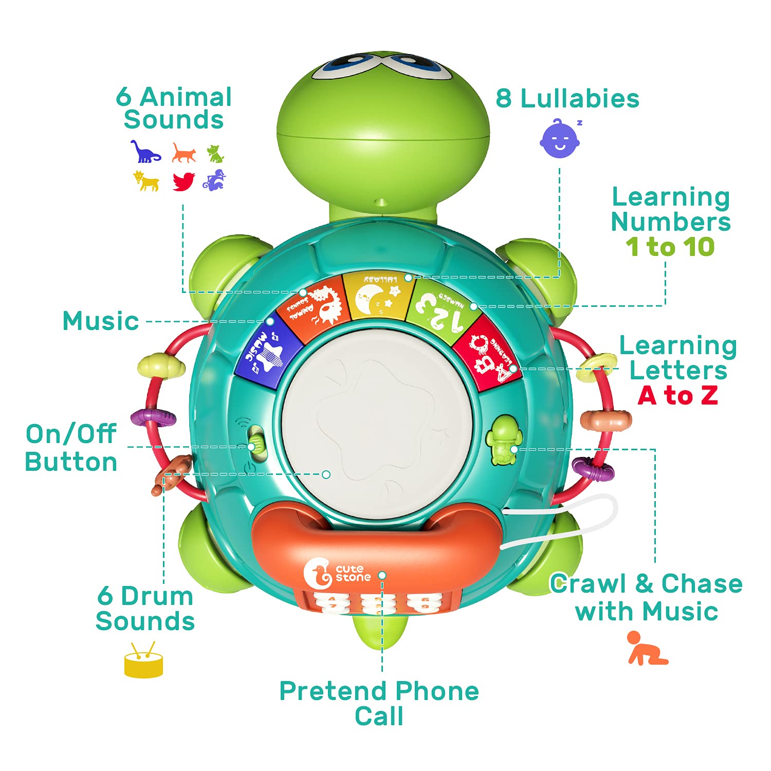 Juguete musical Fidtoy Crawling Turtle para bebé