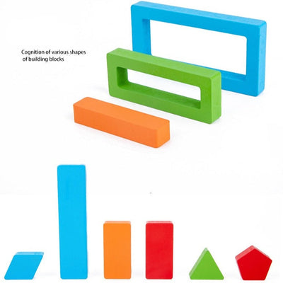 Blocs de construction en bois "Arc-en-ciel" avec cartes – Les mathématiques par le jeu imaginatif