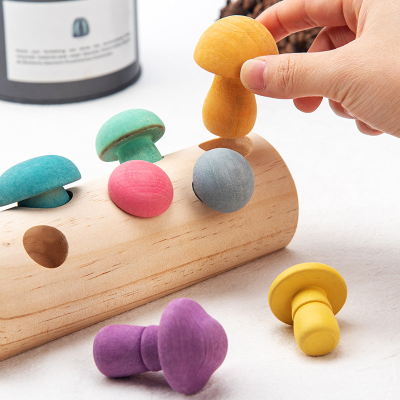 Juego de hongos de madera - Juguetes de motricidad fina