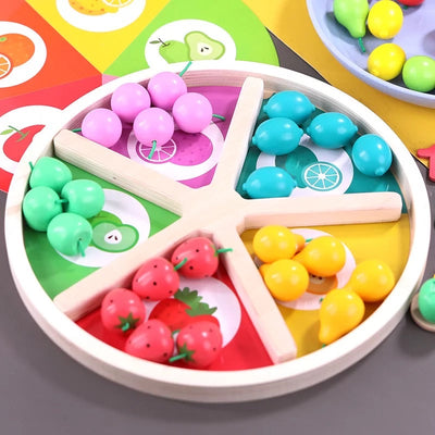 Juego de matemáticas de clasificación de frutas de madera - Juguetes de matemáticas